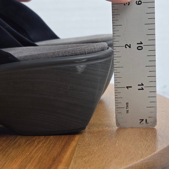 Naot Pinotage Navy Leather Open Toe Double Strap Mini Wedge Sandals Womens 37 - Picture 2 of 13